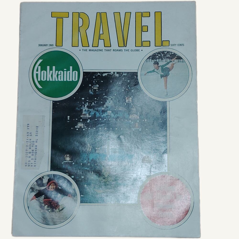 Vintage Travel Magazine January 1969 - Hokkaido Snow, Ice Skating, Sledding